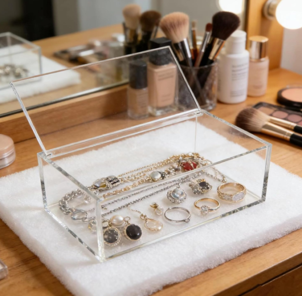 4 Piece Clear Acrylic Storage Box with Hinged Lid