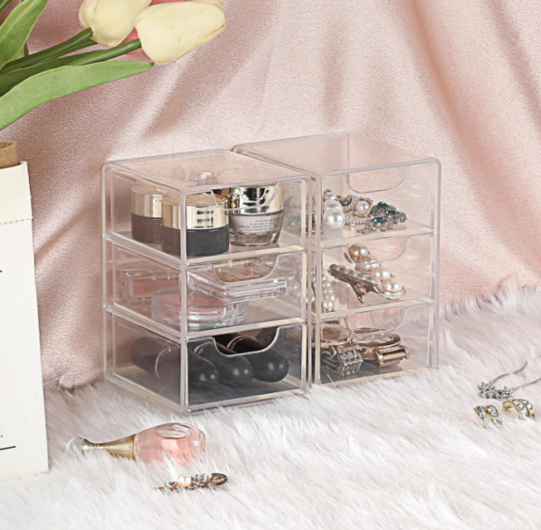 8 Piece Clear Acrylic 3 Tier Drawer Organizers