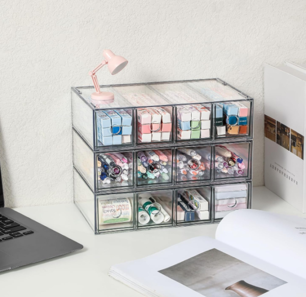 6 Piece Stackable Clear Acrylic Drawer Organizers