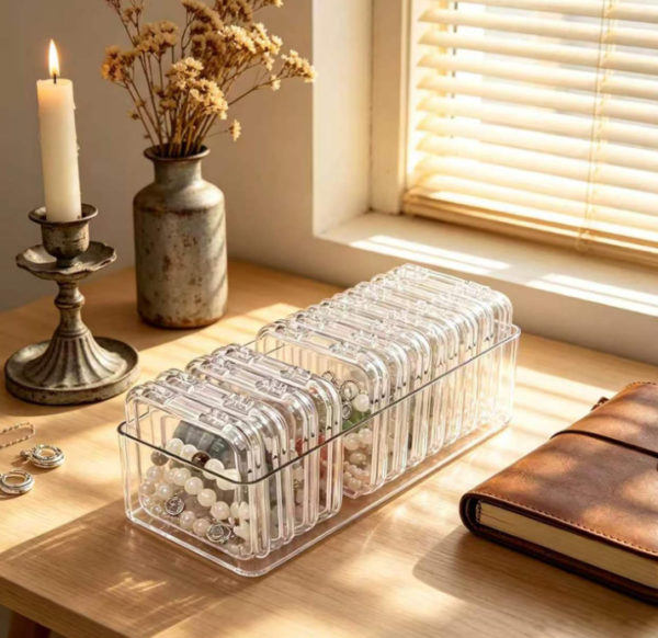 8 Piece Clear Acrylic Jewelry Organizer with Compartments
