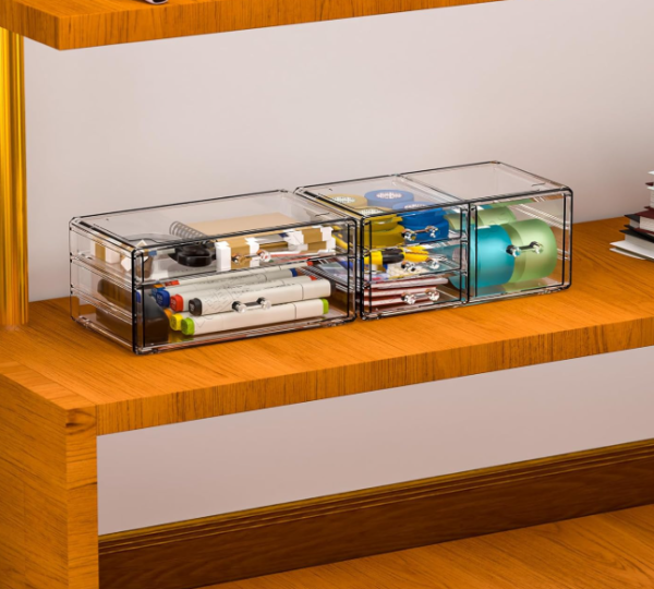 6 Piece Clear Acrylic 6 Drawer Desktop Organizers