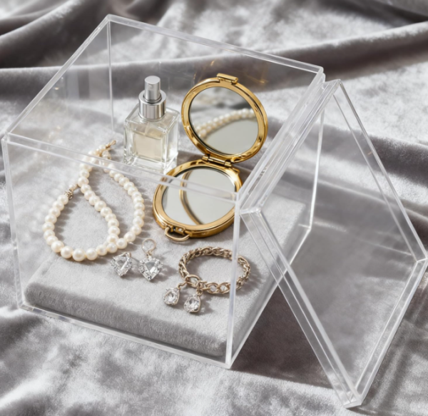 4 Piece Clear Acrylic Display Storage Boxes with Lids