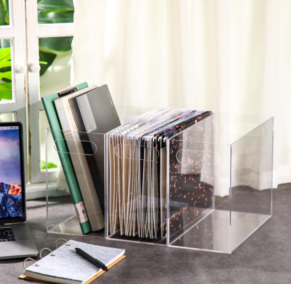 6 Piece Clear Acrylic File Organizer Boxes with Handles