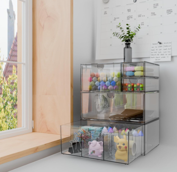 10 Piece Clear Acrylic 5 Drawer Desktop Storage Cabinets