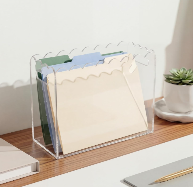 6 Piece Clear Acrylic Hanging File Organizers with Handles Image 2
